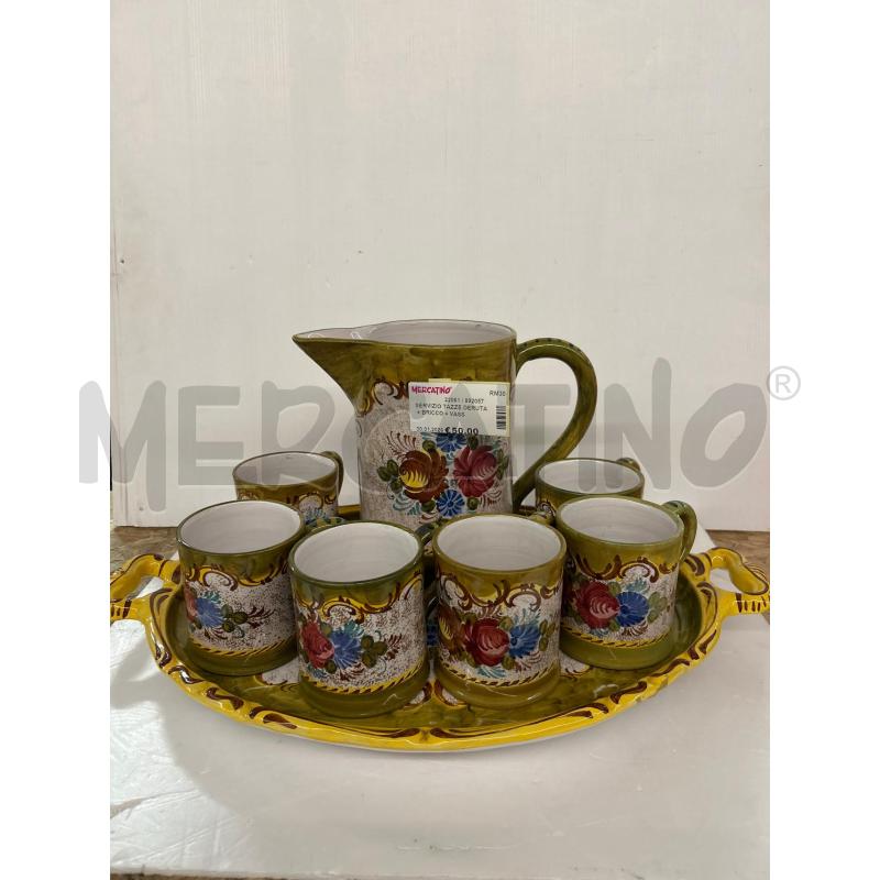 SERVIZIO TAZZE DERUTA + BRICCO + VASSOIO MOTIVO FLOREALE DECORI VERDE | Mercatino dell'Usato Colleferro 1