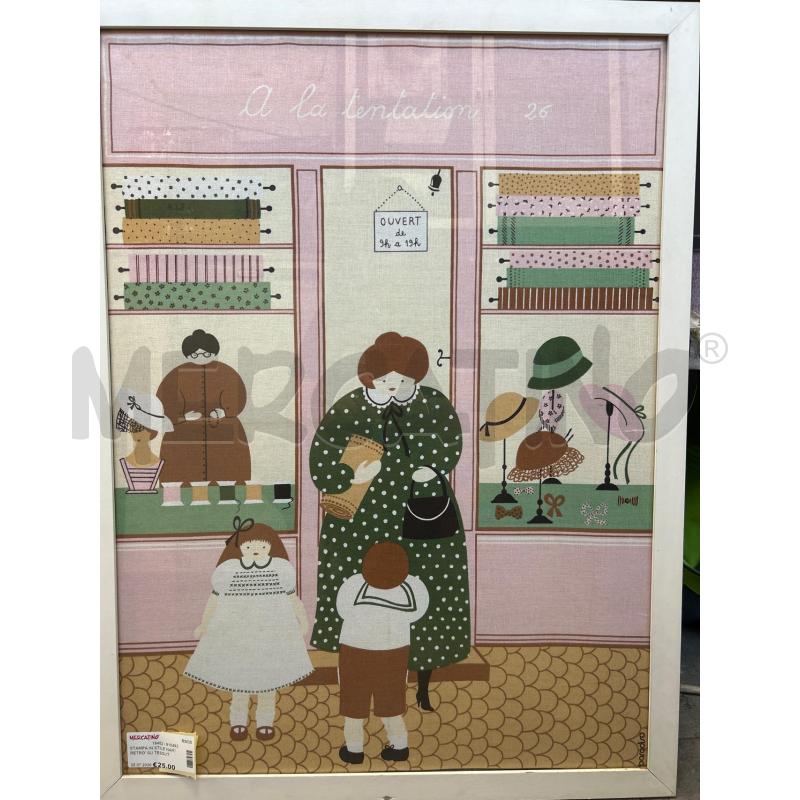 STAMPA IN STILE NAIF/RETRO' SU TESSUTO LA TENTATION | Mercatino dell'Usato Colleferro 1