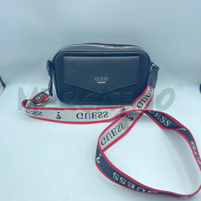 TRACOLLA DONNA GUESS NERA SCRITTA ARGENTATA TRACOLLA ROSSA NERA | Mercatino dell'Usato Colleferro 1