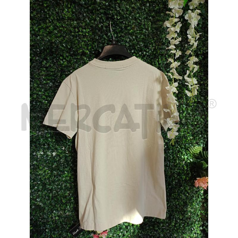 T SHIRT UOMO CALVIN KLEIN BEIGE LOGO SPALLA  | Mercatino dell'Usato Colleferro 2