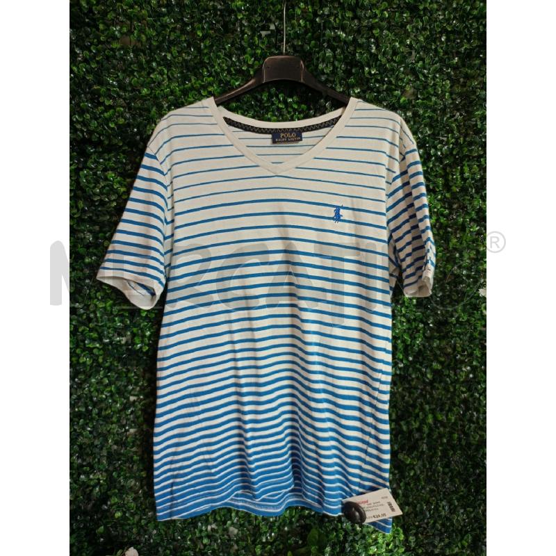 T SHIRT UOMO POLO RALPH LAUREN SCOLL V RIGHE BIA AZZU | Mercatino dell'Usato Colleferro 1