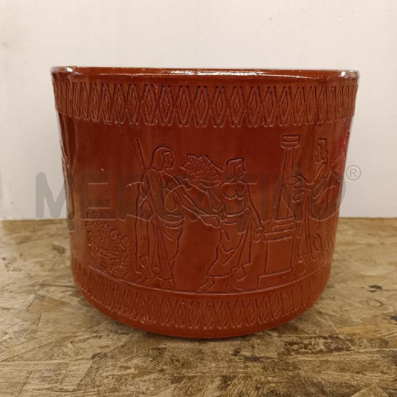VASO/PORTA VASO GRANDE IN TERRACOTTA INTARSIATA | Mercatino dell'Usato Colleferro 1
