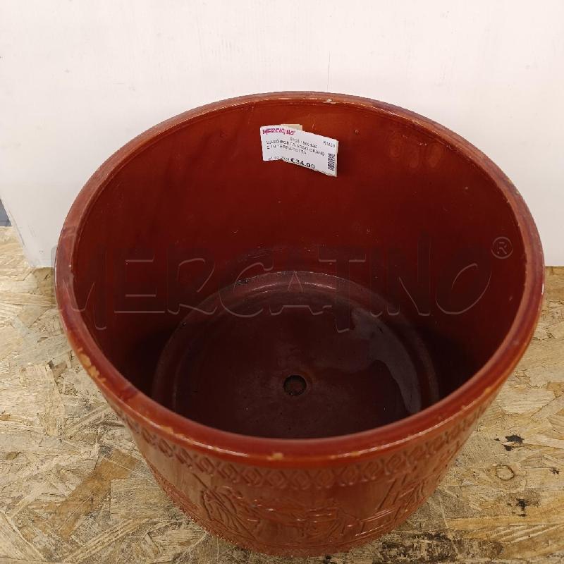 VASO/PORTA VASO GRANDE IN TERRACOTTA INTARSIATA | Mercatino dell'Usato Colleferro 2