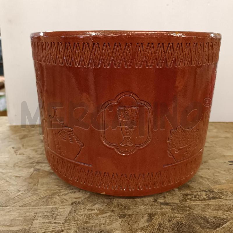 VASO/PORTA VASO GRANDE IN TERRACOTTA INTARSIATA | Mercatino dell'Usato Colleferro 3
