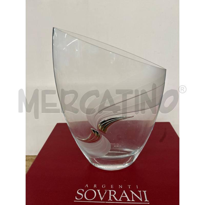 VASO DI DESIGN IN CRISTALLO MARCHIO SOVRANI DECORATO CON APPLICAZIONI ARGENTO | Mercatino dell'Usato Colleferro 2