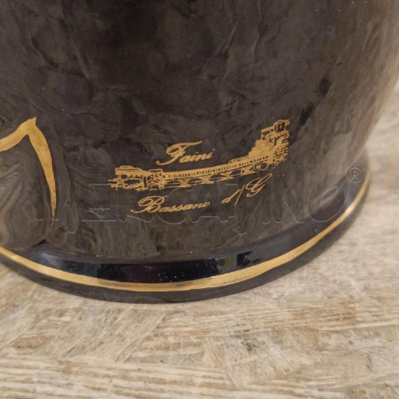 VASO FAINI BASSANO CERAMICA NERA BORDO ORO | Mercatino dell'Usato Colleferro 2