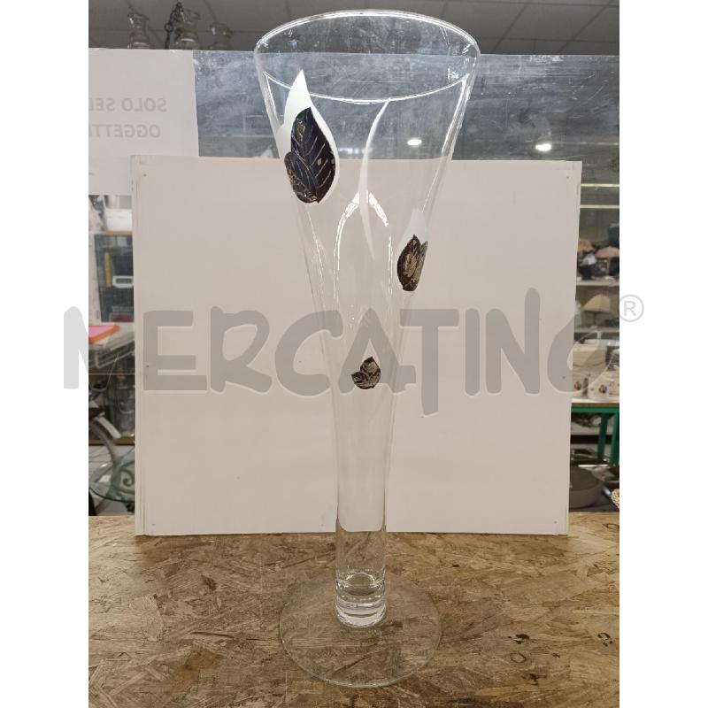 VASO VETRO FOGLIE ARG ALTEZZA 63CM. | Mercatino dell'Usato Colleferro 1