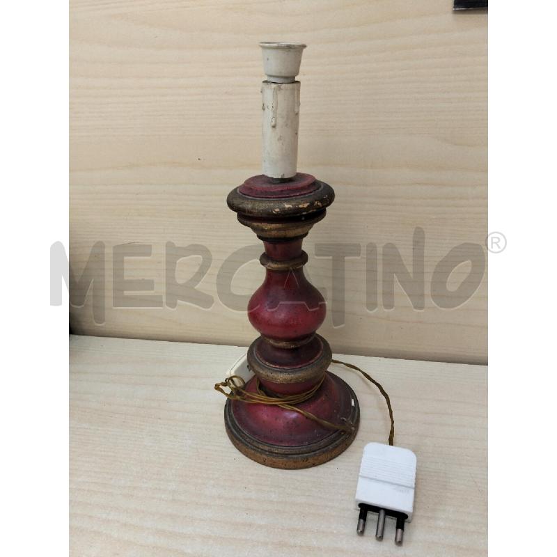 BASE LAMPADA LEGNO ROSSA DORATA BASE DA RIV | Mercatino dell'Usato Roma portonaccio 1