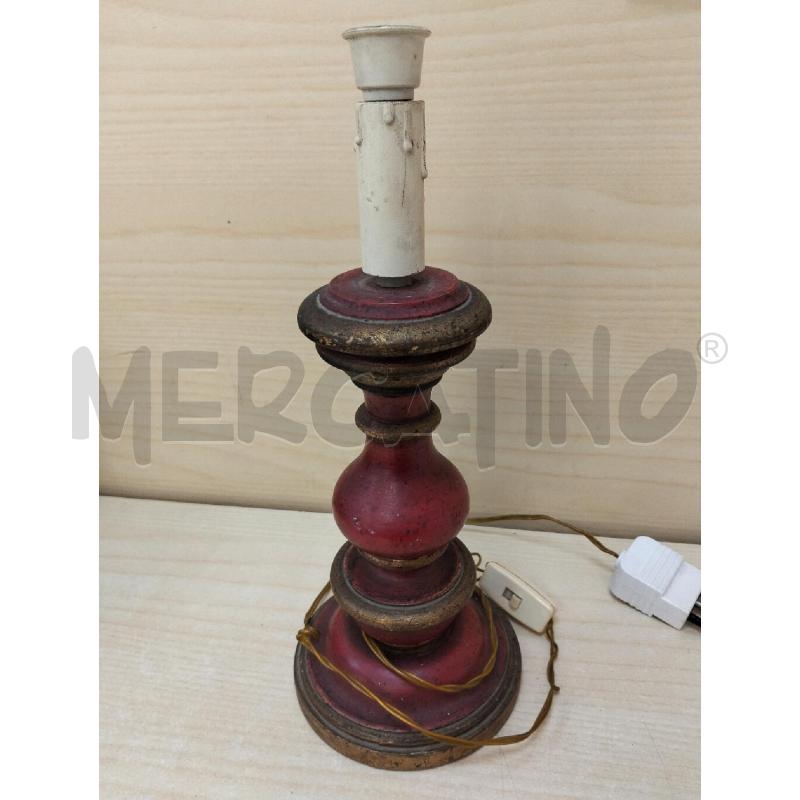 BASE LAMPADA LEGNO ROSSA DORATA BASE DA RIV | Mercatino dell'Usato Roma portonaccio 3