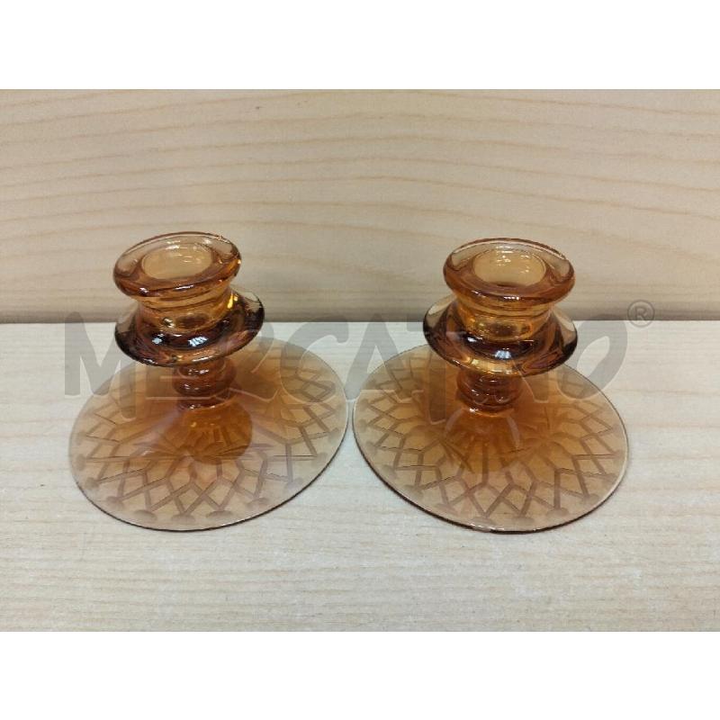 CANDELABRI COPPIA VETRO DECORATO AMBRA | Mercatino dell'Usato Roma portonaccio 1