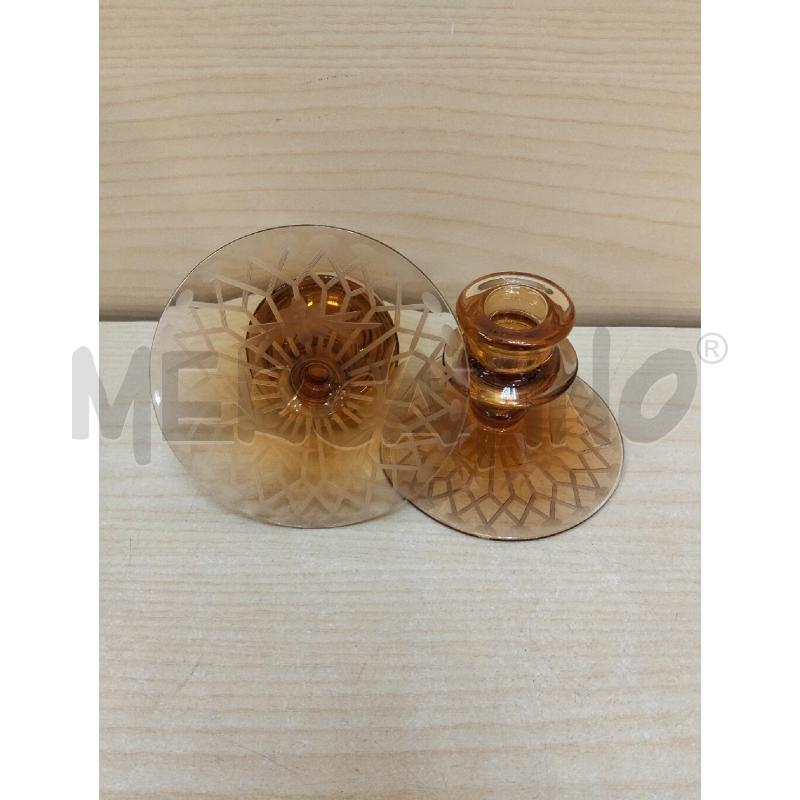 CANDELABRI COPPIA VETRO DECORATO AMBRA | Mercatino dell'Usato Roma portonaccio 2