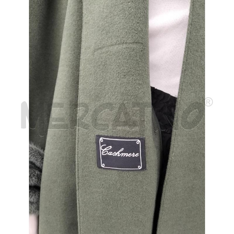 CAPPOTTO DONNA CASHMERE E LANA VERDE CN VISONE | Mercatino dell'Usato Roma portonaccio 2