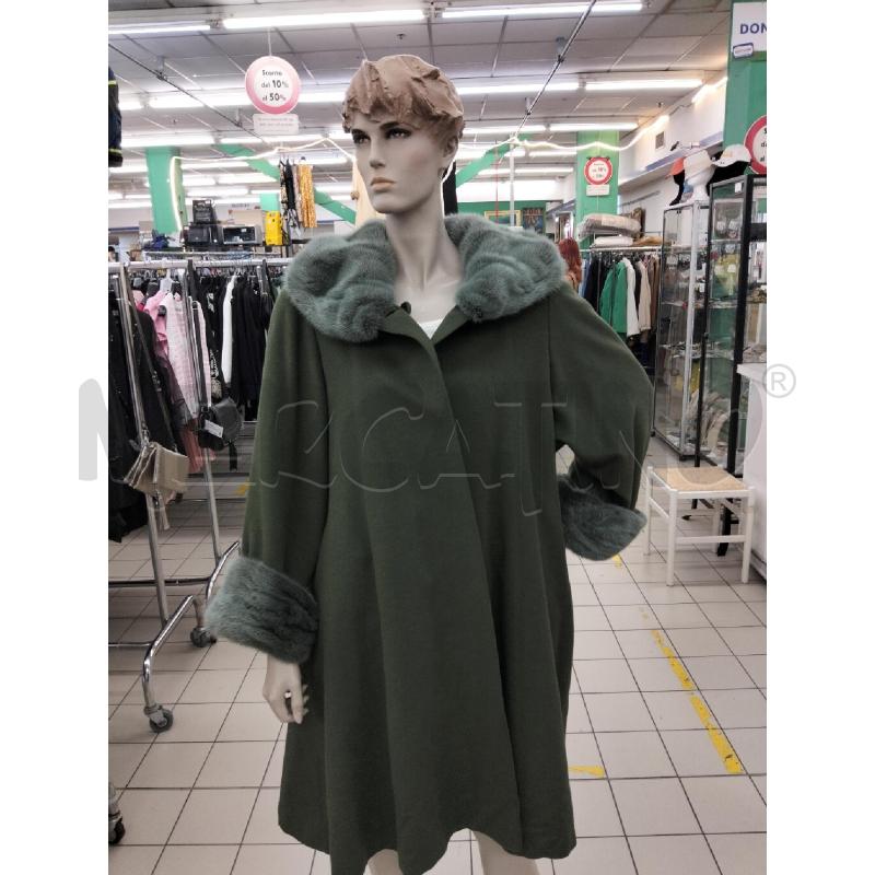 CAPPOTTO DONNA CASHMERE E LANA VERDE CN VISONE | Mercatino dell'Usato Roma portonaccio 3