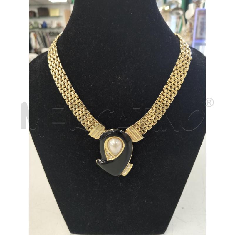 COLLANA DORATA CN PENDENTE NERO  | Mercatino dell'Usato Roma portonaccio 1