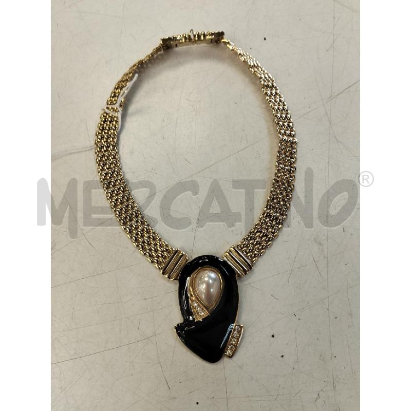 COLLANA DORATA CN PENDENTE NERO  | Mercatino dell'Usato Roma portonaccio 4