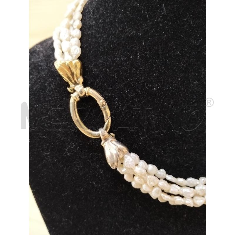 COLLANA MULTIFILO PERLE FIUME CHIUSURA AR | Mercatino dell'Usato Roma portonaccio 2
