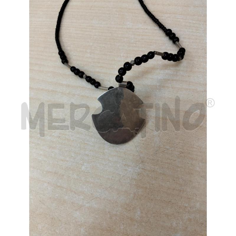 COLLANA PENDENTE ARGENTATO C ONICE NERA E PERLINE NER | Mercatino dell'Usato Roma portonaccio 3