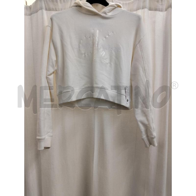 FELPA DONNA CALVIN KLEIN BIANCA CROP | Mercatino dell'Usato Roma portonaccio 1