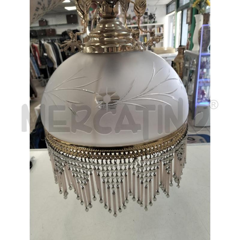 LAMPADARIO DORATO CAPPELLO SATINATO PEND ROSA | Mercatino dell'Usato Roma portonaccio 2