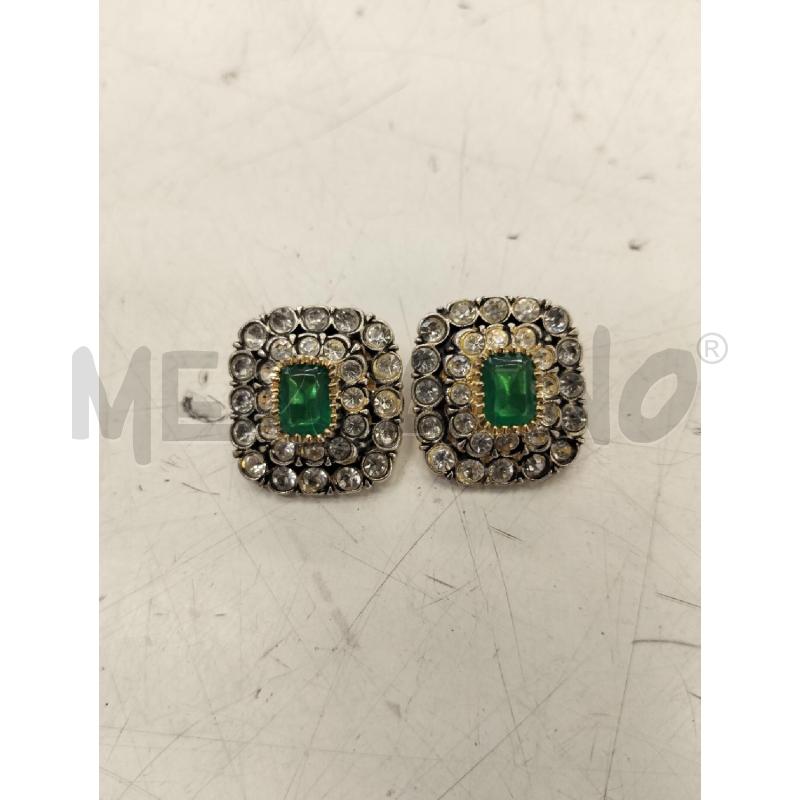 ORECCHINI ARG CLIPS DORATI STRASS PIETRA VERDE | Mercatino dell'Usato Roma portonaccio 1