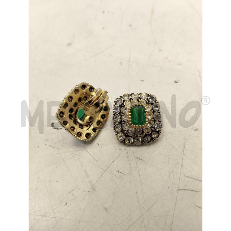 ORECCHINI ARG CLIPS DORATI STRASS PIETRA VERDE | Mercatino dell'Usato Roma portonaccio 2