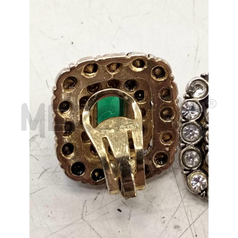 ORECCHINI ARG CLIPS DORATI STRASS PIETRA VERDE | Mercatino dell'Usato Roma portonaccio 3