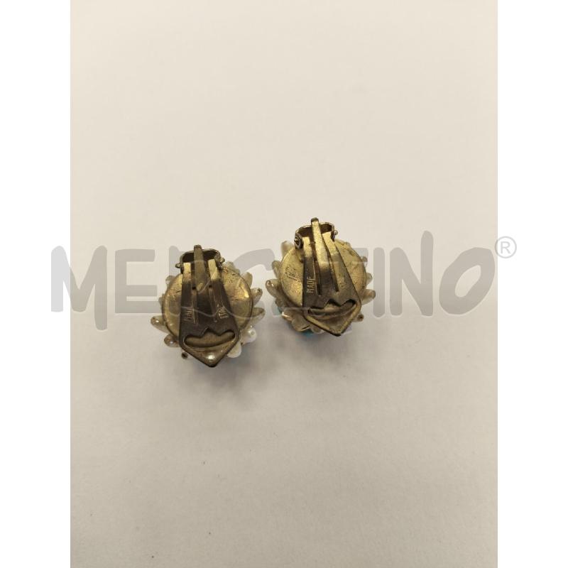 ORECCHINI CLIPS PERLINE BIANCHE E AZZ C CATENA DOR | Mercatino dell'Usato Roma portonaccio 2