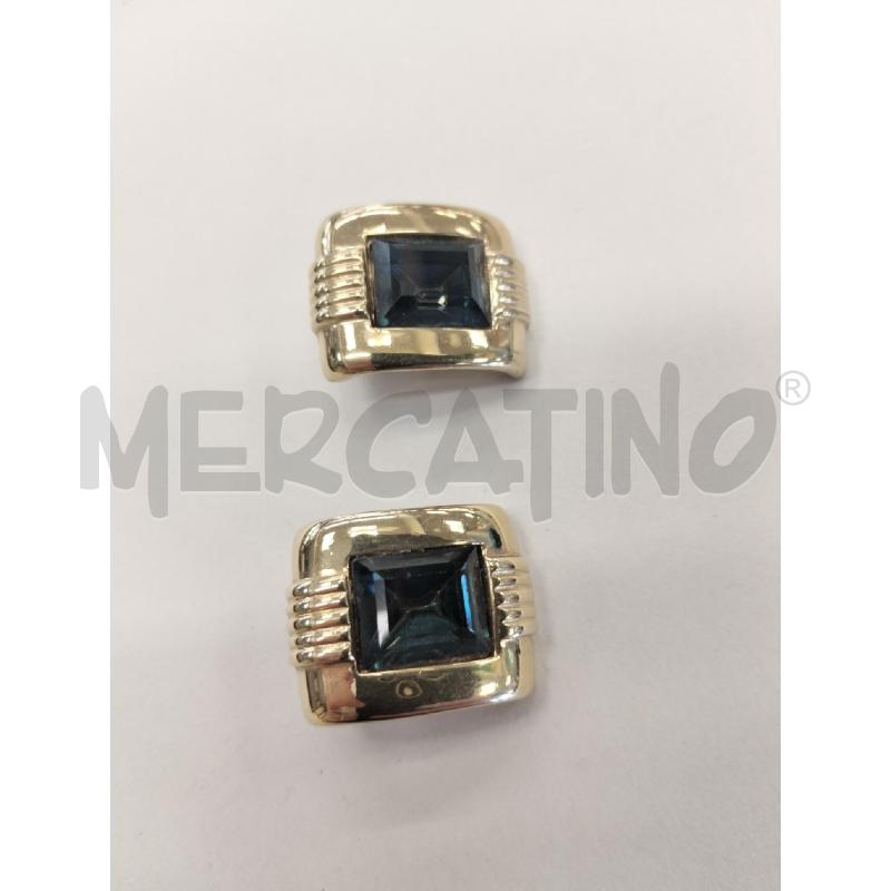 ORECCHINI CLIPS QUADRATI DORATI C ENTRO AZZ | Mercatino dell'Usato Roma portonaccio 2