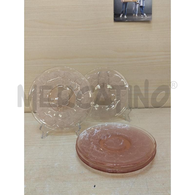 PIATTINI PZ. 5 VETRO ROSA | Mercatino dell'Usato Roma portonaccio 1