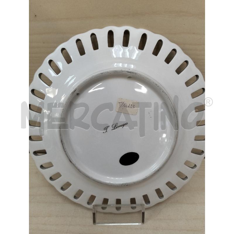 PIATTO T LIMOGES BIANCO BORDO DORATO ONDULATO E FIORI | Mercatino dell'Usato Roma portonaccio 2