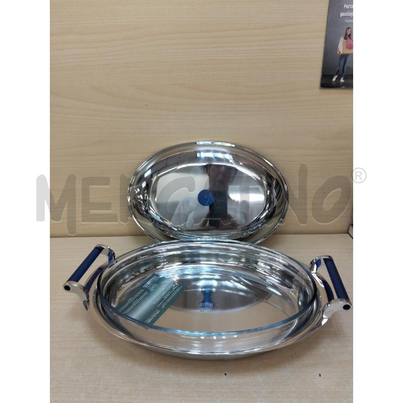 PIROFILA OVALE CROMATA E BLU C PYREX | Mercatino dell'Usato Roma portonaccio 3