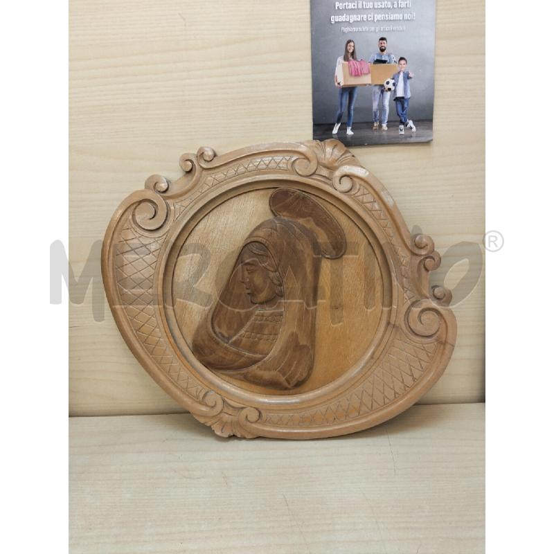 PLACCA LEGNO MADONNA BORDI ONDULATI | Mercatino dell'Usato Roma portonaccio 1