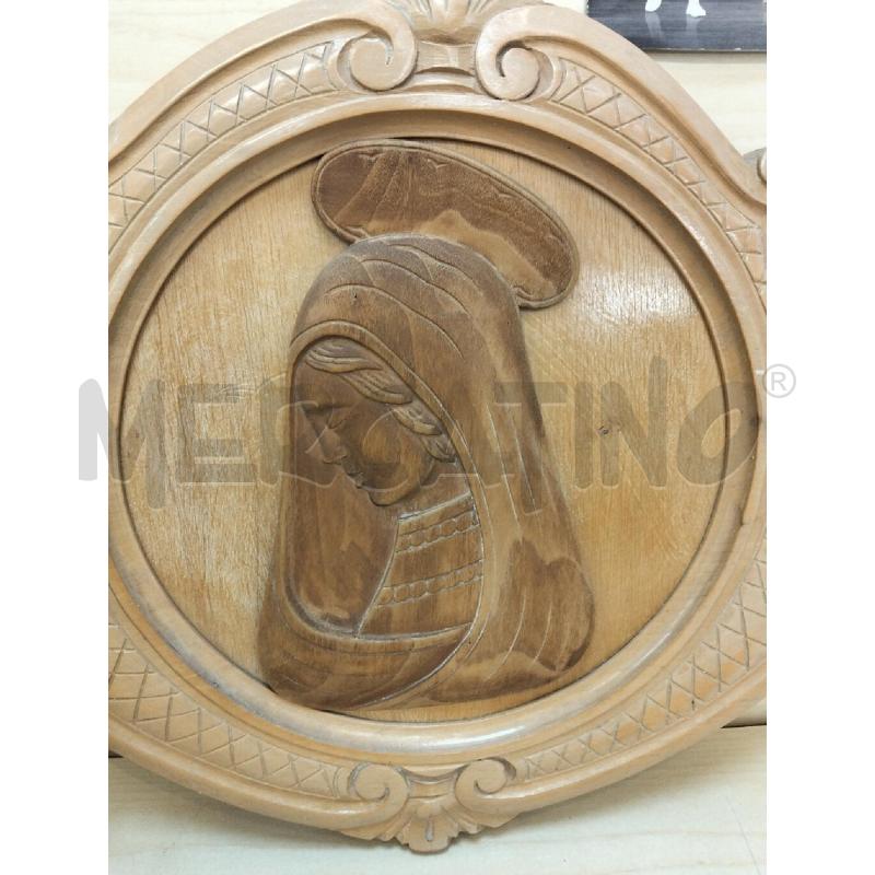 PLACCA LEGNO MADONNA BORDI ONDULATI | Mercatino dell'Usato Roma portonaccio 2