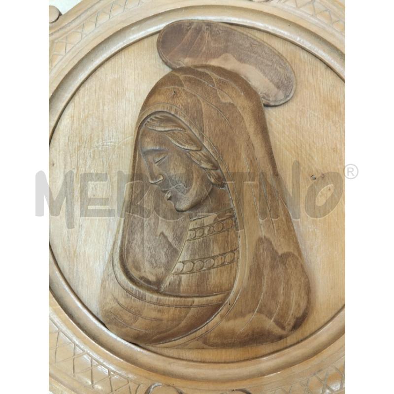 PLACCA LEGNO MADONNA BORDI ONDULATI | Mercatino dell'Usato Roma portonaccio 5