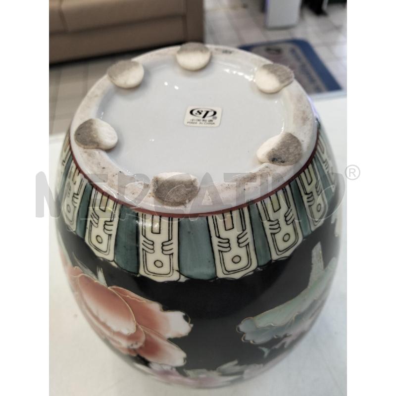 POTICHE VASO CINESE NERO C FIORI  | Mercatino dell'Usato Roma portonaccio 3