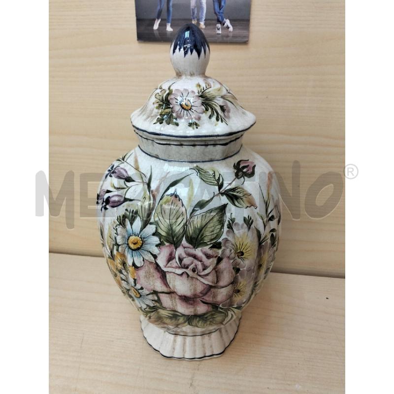 POTICHE VASO DERUTA BEIGE FIORI ROSA | Mercatino dell'Usato Roma portonaccio 1