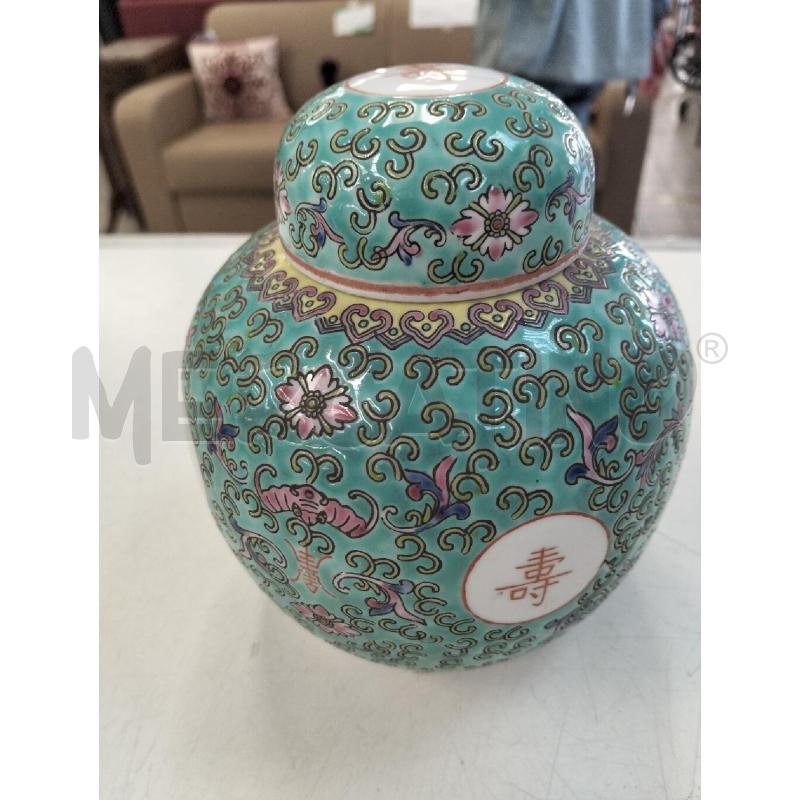 POTICHE VASO PORCELLANA ORIENTALE VERDE ACQUA C FIORI | Mercatino dell'Usato Roma portonaccio 1