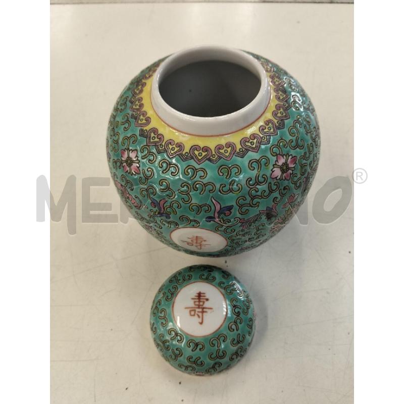 POTICHE VASO PORCELLANA ORIENTALE VERDE ACQUA C FIORI | Mercatino dell'Usato Roma portonaccio 2