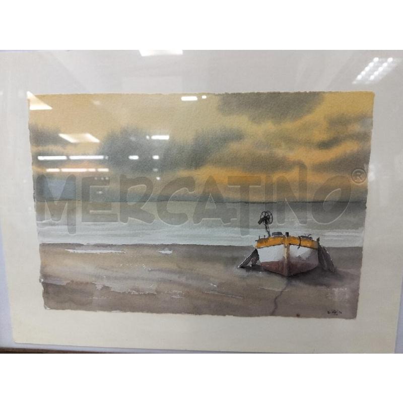 QUADRO ACQUERELLO BARCA AL TRAMONTO GF | Mercatino dell'Usato Roma portonaccio 2