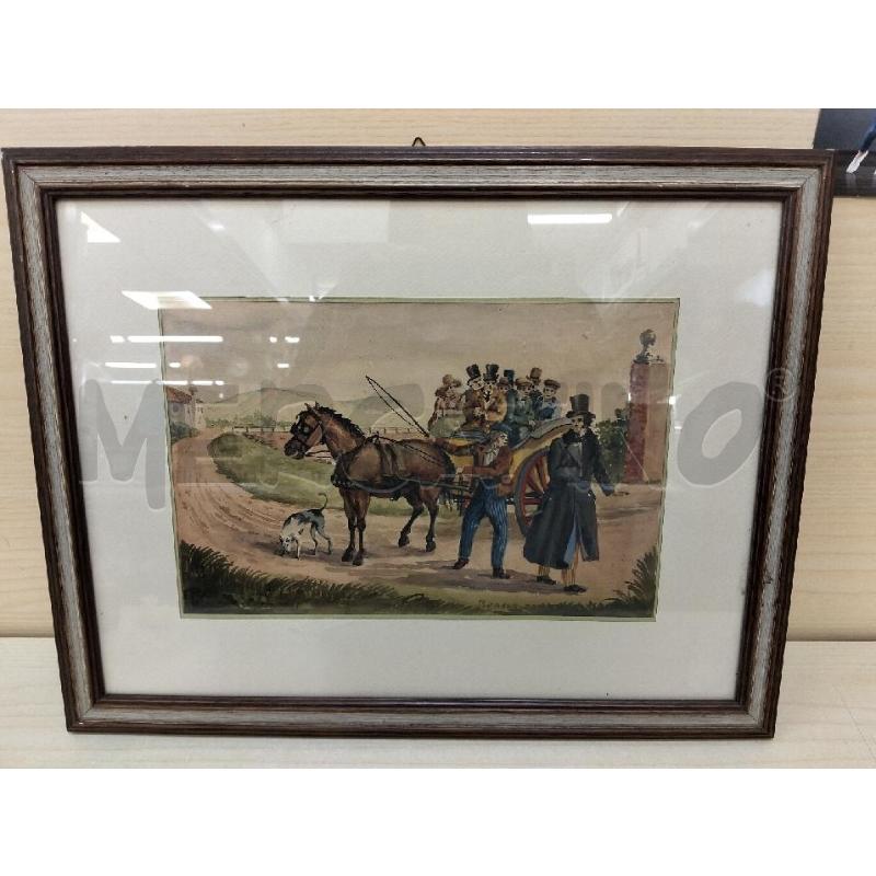 QUADRO ACQUERELLO CARROZZA C CANE | Mercatino dell'Usato Roma portonaccio 1
