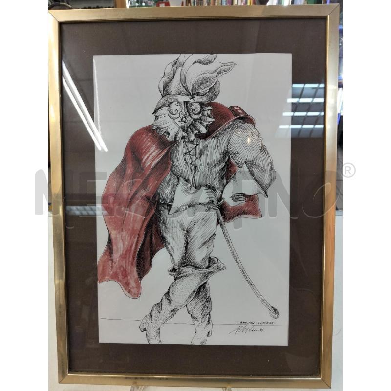 QUADRO CAPITAN GRACASSA BIANCO NERO MANTELLO ROSSO | Mercatino dell'Usato Roma portonaccio 1