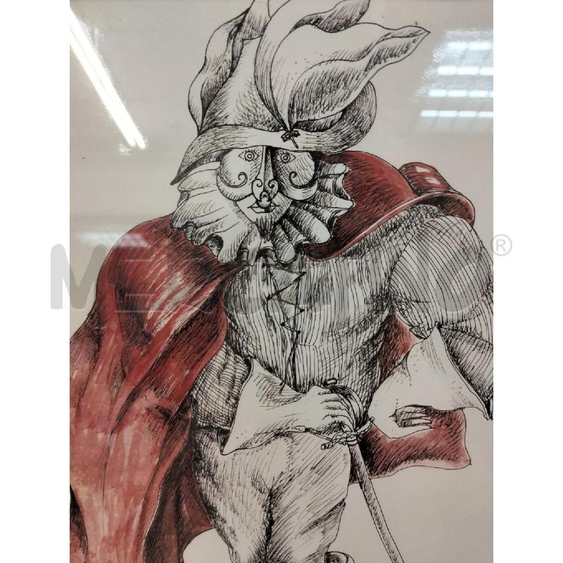 QUADRO CAPITAN GRACASSA BIANCO NERO MANTELLO ROSSO | Mercatino dell'Usato Roma portonaccio 3