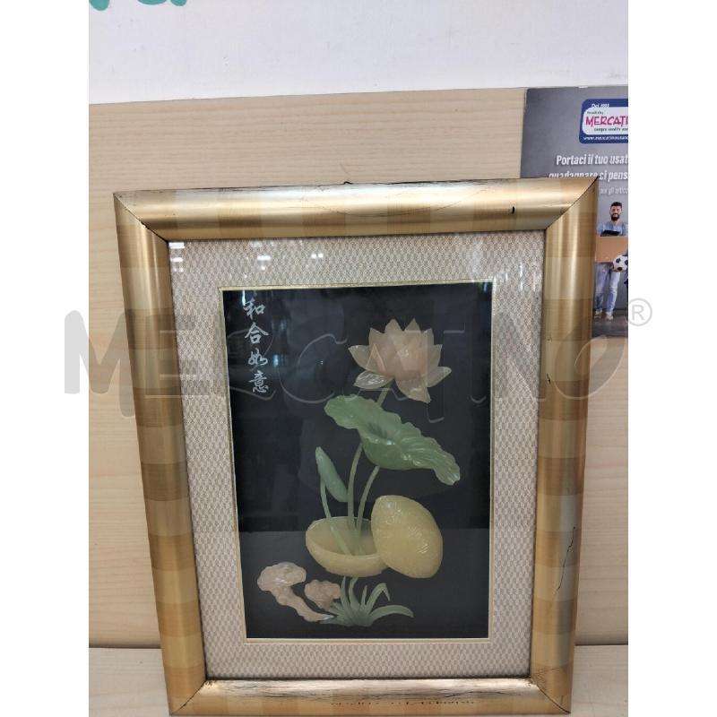 QUADRO CINESE FIORE DI LOTO IN RILIEVO DI PIETRE DURE | Mercatino dell'Usato Roma portonaccio 5