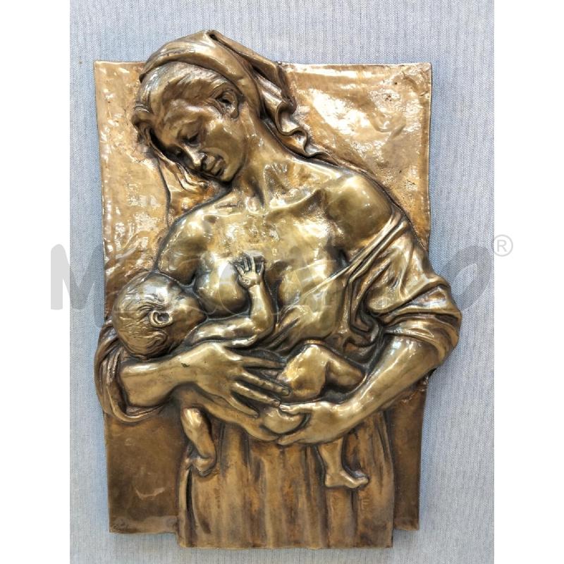 QUADRO C RILIEVO PLACCA MATERNITÀ METALLO DORATO | Mercatino dell'Usato Roma portonaccio 2