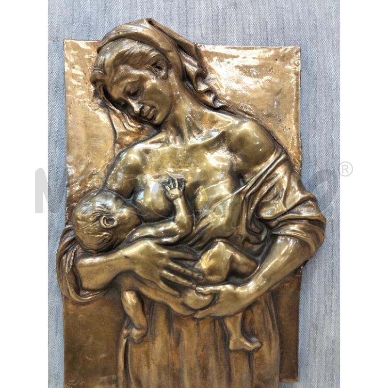 QUADRO C RILIEVO PLACCA MATERNITÀ METALLO DORATO | Mercatino dell'Usato Roma portonaccio 3