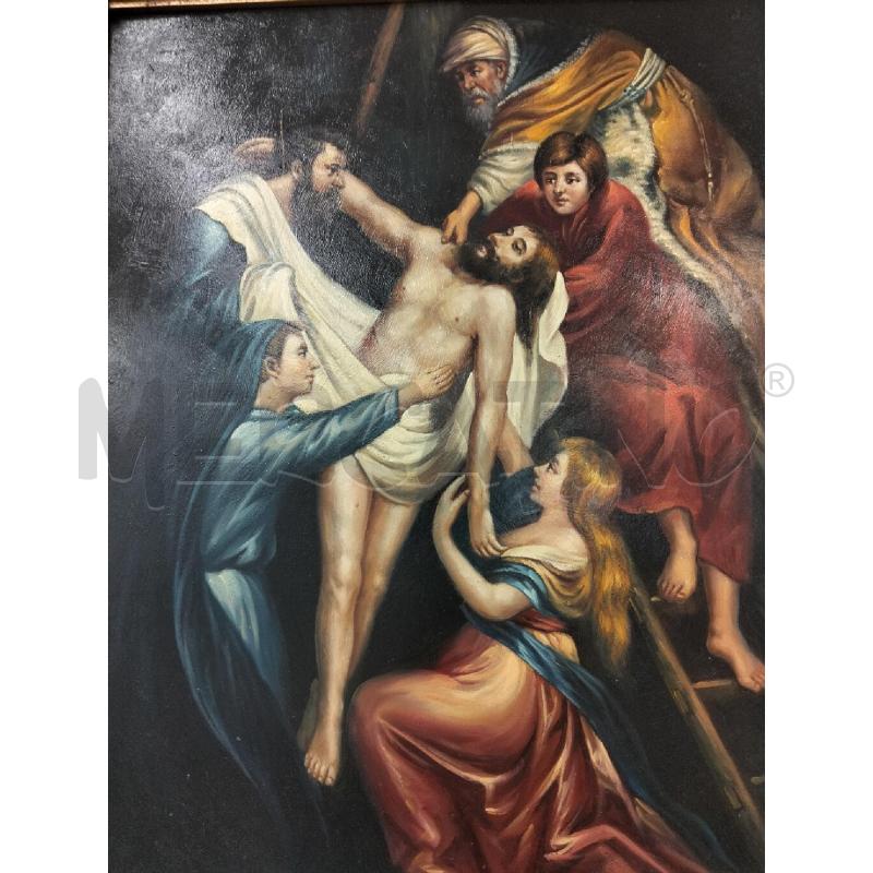 QUADRO DEPOSIZIONE DALLA CROCE OLIO SU RAME 58,5X68 | Mercatino dell'Usato Roma portonaccio 2