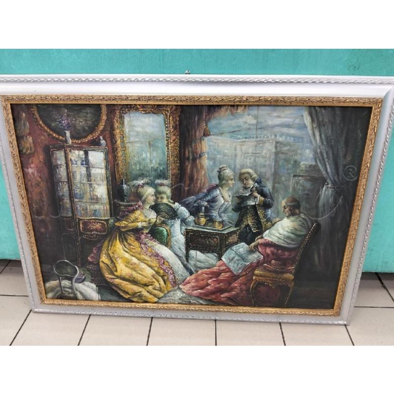 QUADRO DIPINTO SU TELA C/PERSONAGGI XIX SECOLO | Mercatino dell'Usato Roma portonaccio 1