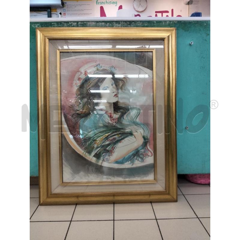 QUADRO DONNA CON MAZZO DI FIORI | Mercatino dell'Usato Roma portonaccio 1