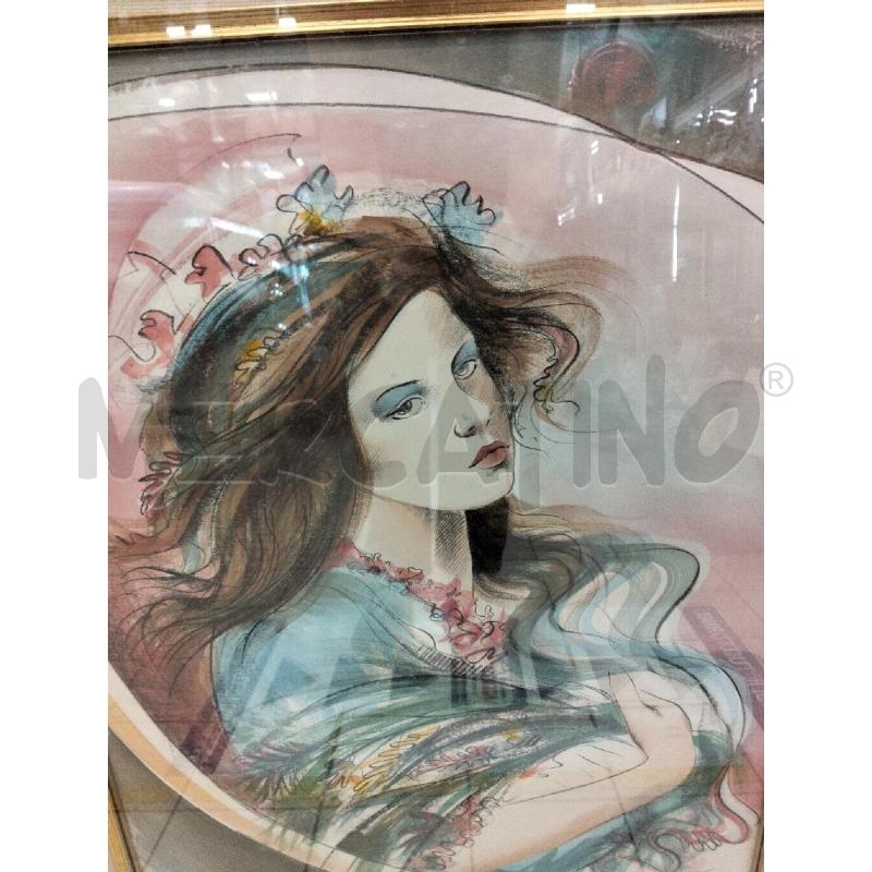 QUADRO DONNA CON MAZZO DI FIORI | Mercatino dell'Usato Roma portonaccio 2