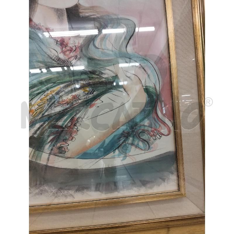 QUADRO DONNA CON MAZZO DI FIORI | Mercatino dell'Usato Roma portonaccio 3